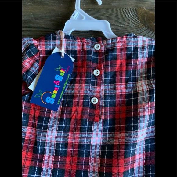 NWT SWEET & SOFT RED PLAID DROP DRESS SZ 3T - Picture 3 of 4